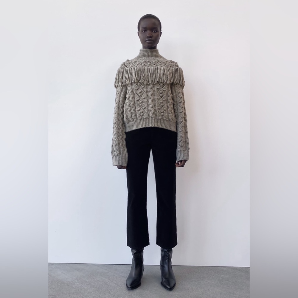 BNWT Zara Fringed Knit Sweater